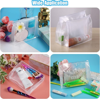 50 PCS Mini Clear Makeup Bag,Small Clear Zipper Pouch Travel Bag for Toiletries Plastic Cosmetic Organizer Waterproof，for Swimsuit Bikini Travel Vacation(9.8 x 7.1 x 2.6 Inch)