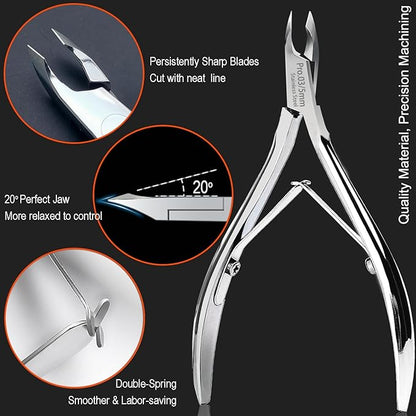 LePinko Salon-Quality Cuticle Trimmer with Cuticle Pusher, Super Labor-saving Cuticle Cutter, Sharp Cuticle Clippers for Manicurist, 5mm Jaw, Golden