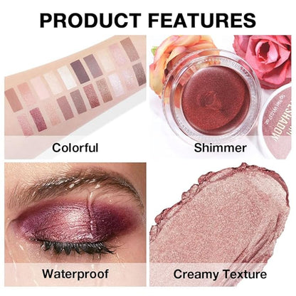 Single Cream Eye Shadow,Antique Rose Shimmer Glitter Natural Nude Monochrome Eyeshadow Palette,Waterproof,Long Lasting Naturing-Looking,Vegan & Cruelty-Free,R02