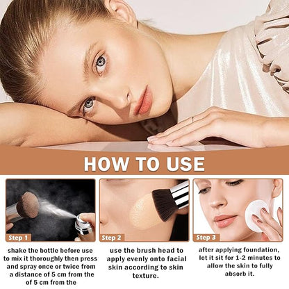 Magic Minerals Airbrush Foundation Full Coverage Foundation for Smooth Nude Finish,Moisturizing Airbrush Flawless Setting Spray,Waterproof base de maquillaje (03 Nude)