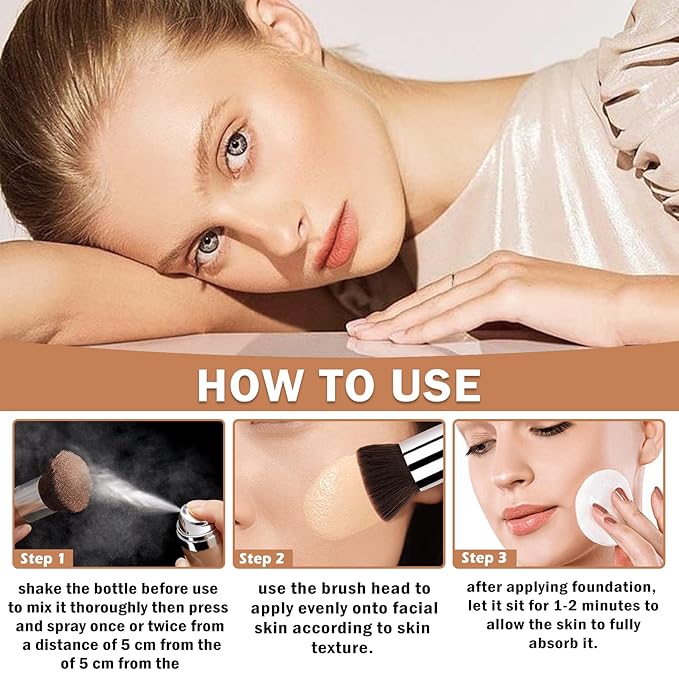 Airbrush Foundation Makeup Spray Full Coverage Foundation for Mature Skin,Long-lasting Airbrush Flawless Setting Spray,Waterproof Foundation for Smooth Radiant Skin (05 Light)