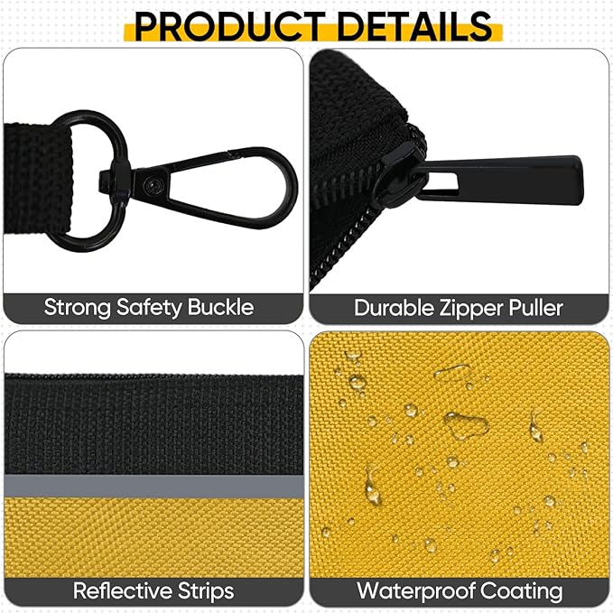 TICONN Tool Pouches with Zipper, 1680D Oxford Small Tool Bags, Waterproof Utility Bag Zipper Pouch for Tool Organizers and Storage (6 Pack Large)