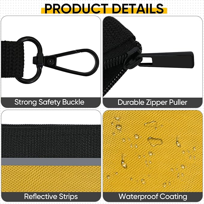 TICONN Tool Pouches with Zipper, 1680D Oxford Small Tool Bags, Waterproof Utility Bag Zipper Pouch for Tool Organizers and Storage (9 Pack Small)