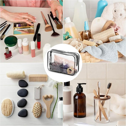 Tbestmax 20 Pack Clear Cosmetic Bags Makeup Bags Portable Waterproof Travel Toiletry Bags Organizer Black, 7.5"x 4.8"x 2.3"