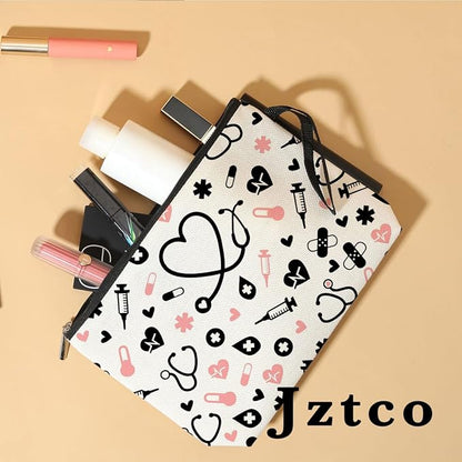 Jztco Nurse Gifts Makeup Bag Nurse Accessories for Work Essentials Nursing Appreciation Nurses Week Gifts for Women RN Toiletry Bag Nurses Day Graduation Birthday Cosmetic Bags