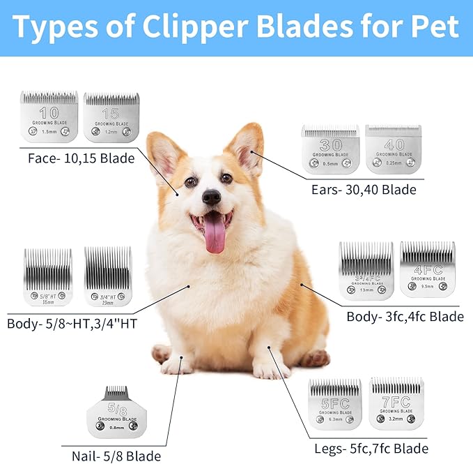 3 Pcs Size 3-3/4FC Detachable Dog Grooming Blades, Compatible with Andis, Oster A5, Wahl KM10 Series Clippers, Cut Length 13mm, Silver(3-3/4FC 13mm, 3Packs)