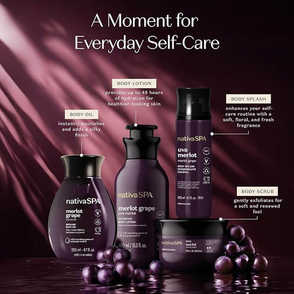 Nativa SPA by O Boticário Merlot Grape Biphase Body Oil, with Quinoa & Grapeseed Oils, Silky Glow with Hydration, 6.7 Ounce (200ml)