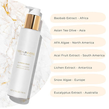 A Fresh Face Cleanser 4.7 fl oz, Foaming Face Wash for Women and Men, Facial Skin Care Product with Lactic and Hyaluronic Acids, Hydrating Facial Cleanser and Makeup Remover