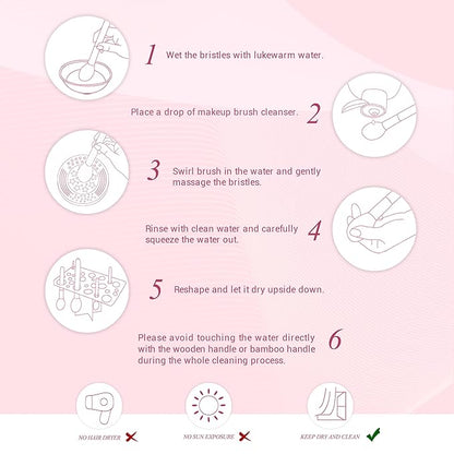 Jessup 15Pcs Professional Makeup Brushes Set Make up Brush Tools kit Eye Liner Shader Wood Handle Natural-synthetic Hair Brushes Pearl Black/Rose Gold T157