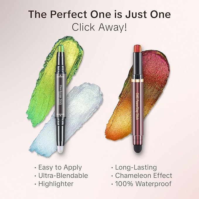 CHARMACY Multichrome 2 in 1 Cream Eyeshadow Stick, Waterproof Eye Brightener Highlighter Stick Makeup, High Pigmented, Smudge-Proof, Vegan & Cruelty-Free (905)