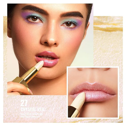 Oulac Metallic Light Pink & Sheer Lipstick Set - 2PCS Vegan Lightweight Hydrating Formula with High Impact Lip Color for Full Coverage Lip Makeup, Christmas Gifts for Women, 13+27