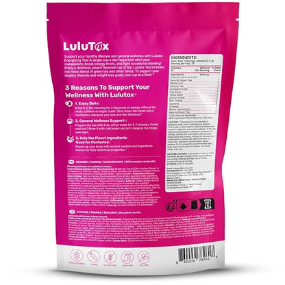 LULUTOX Detox Tea - Slimming Tea with Dandelion and Ginseng to Support Goals for Detox Cleanse, Flat Belly, Bloating, Healthy Weight and Digestive Health - Women & Men - Peach Flavor (28 Servings)
