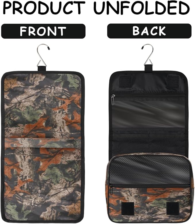 Travel Toiletry Bag for Women & Men Forest Tree Leaves Hanging Cosmetic Organizer Portable Waterproof Makeup Case Make Up Bag with Compartments Travel Essentials for Bathroom Shower