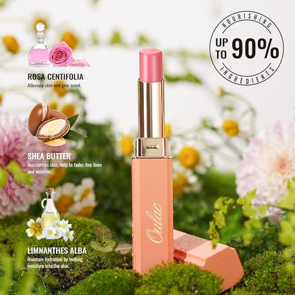 Oulac Moisture Shine Bright Red Lipstick - 2 in 1 Shimmer Lipstick & Lip Balm, Juicy & Glossy Finish, Long Lasting Hydrating, Smooth for Dry, Cracked and Chapped Lips, Vegan 2.2g/0.07oz (S01)