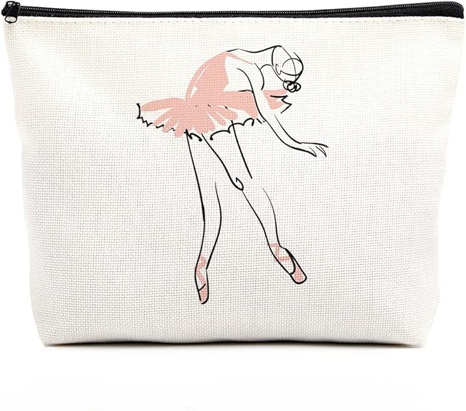 fkovcdy Ballet Makeup Bag - Ballerina Dance Bag for Dancer Gift, Ballet Lover, Teacher, Recital - Zipper Bag for Female Friend Birthday Gift