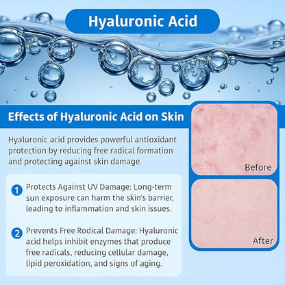3% Hyaluronic Acid Serum, 4D Hyaluronic Acid Serum Ultra-Hydrating Vials, Hylunaric Acid Non-Greasy, Fast Absorption, Intensive Moisturizing, Deep Hydration & Smoothing (1 Box of 30 tubes)