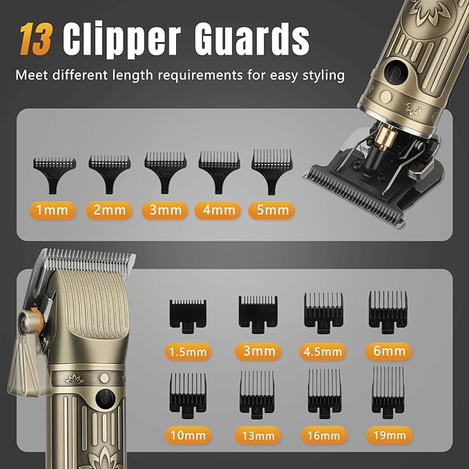 Hair Clippers for Men Professional, T-Blade Barber Clippers and Trimmer Set, 4 in 1 Mens Cordless Hair Clipper for Barber Kit, Foil Thaver and Nose Trimmer for Men with LED Display
