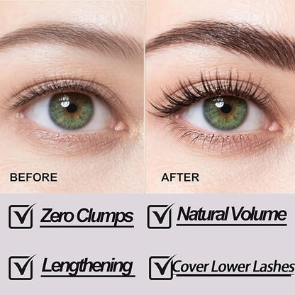 Black Mascara for Fine Short Lash & Older Women & Mulit-layered Lashes, Ultimate Length Volumizing Lower Bottom Lashes Mascara, Ultra-Precise Slim Adjustable Brush to Any Angle, Smudge-proof
