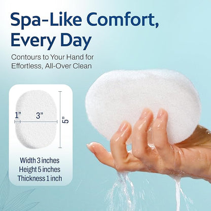 HartFelt Bath Sponges for Shower | Oval Body Wash Scrubber for Exfoliating Skin | Clean and Refresh Body, Back & Arms | Chemical-Free Body Sponge | Made in USA - Pack of 4