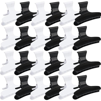 Ondder 24 Pcs White Black Hair Clips for Styling Sectioning Butterfly Pro Salon Hair Clips Clamps for Cutting, Styling, Sectioning Hair Accessories for Women
