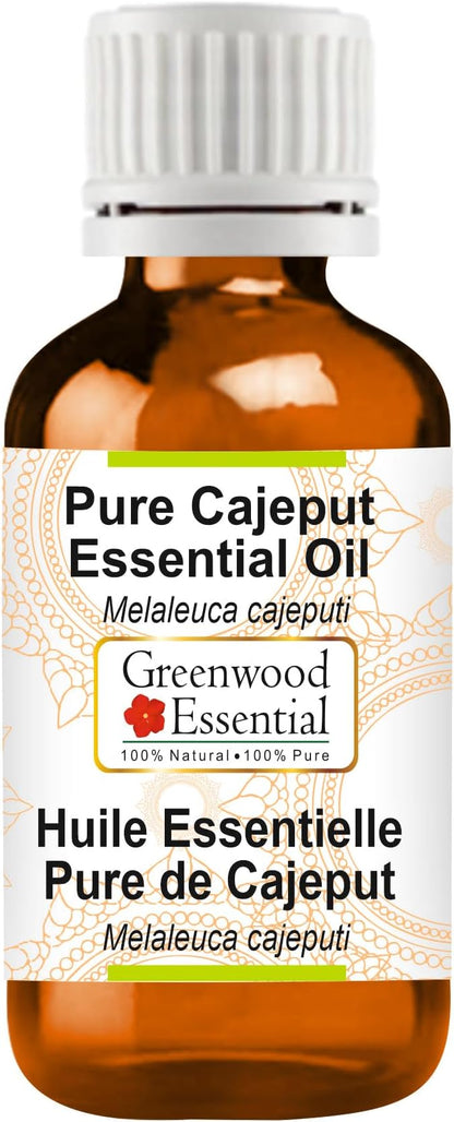 Greenwood Essential Cajeput Essential Oil (Melaleuca cajeputi) Pure | Non-Sticky | Non-Greasy | Lightweight | Men & Women | All Skin Types | Steam Distilled 15ml (0.50 oz)