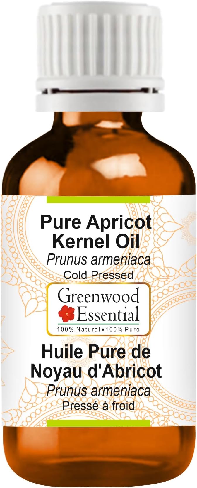Greenwood Essential Pure Apricot Kernel Oil (Prunus armeniaca) Cold Pressed 30ml (1 oz)