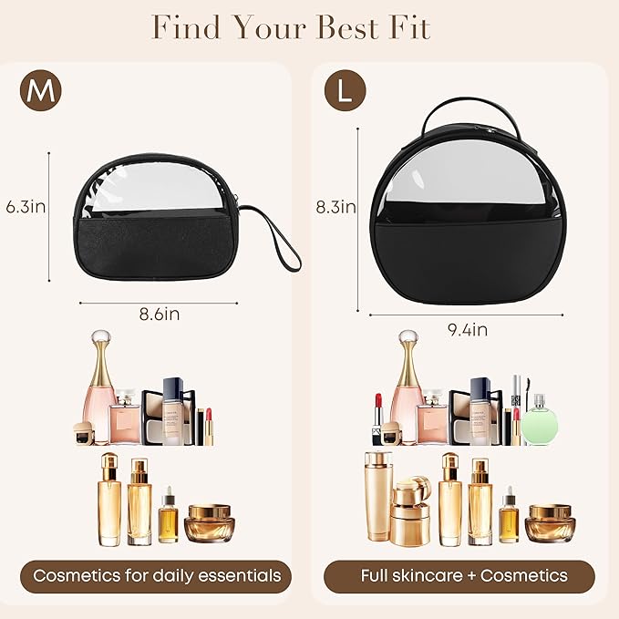 Large Clear Travel Makeup Bag, Waterproof Leak-Proof Toiletry Bag for Women, Simple Large Transparent Cosmetic & Makeup Bag Organizer