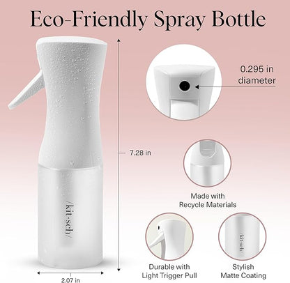 Kitsch Continuous Spray Bottle for Hair – Fine Mist Water Mister & Water Spray Bottle – Recycled Hair Spray Bottle – Spray Bottles for Cleaning, Styling, Plants & More – White, 150ml