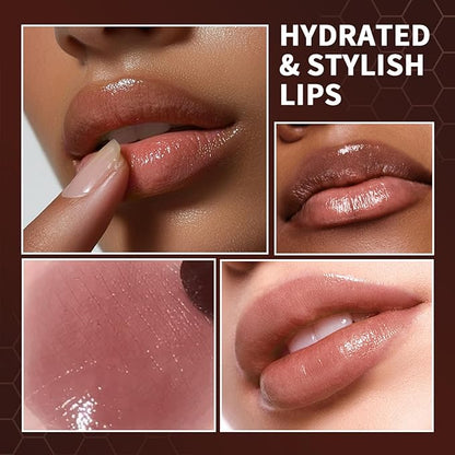 Honey Lipstick, Moisturizing Natural Lip Color, Hydrating Long Lasting Glossy Finish with Honey for Smooth Soft Lips, Smooth Application, Daily Wear (Black)