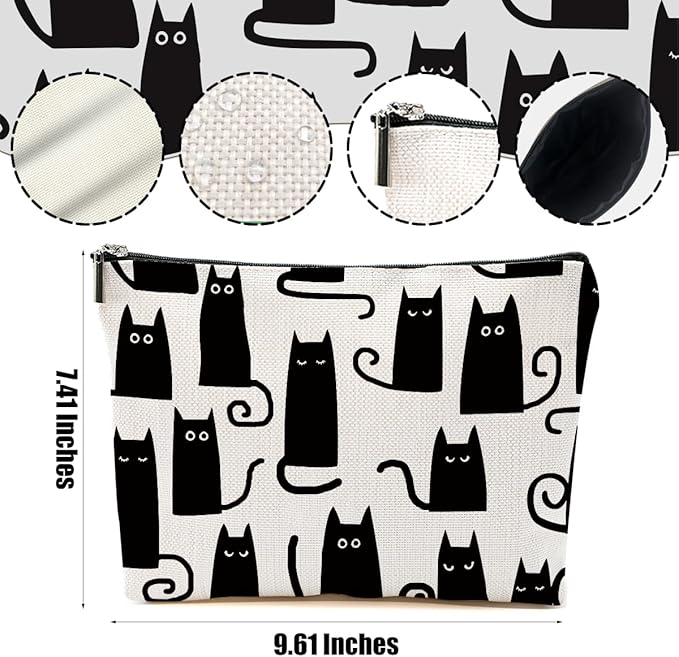 Cat Makeup Bag Cat Gifts Cosmetic Bag Cat Lover Gifts for Women Girls Friends Colleague Cat Themed Gifts Cat Stuff Travel Organizer Zipper Pouch Graduation Birthday Friendship Gifts