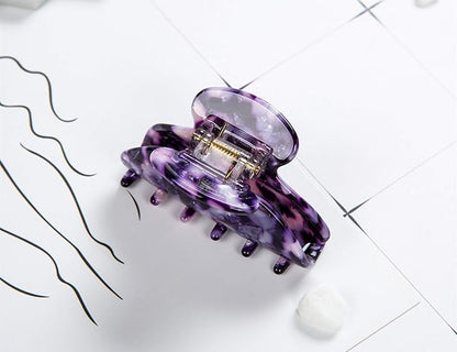 Handmade Celluloid Acetate French Design Barrettes Tortoise Shell Claws Hair Claw Luxury Fashion Accessories Hair Clip for Women (Purple)