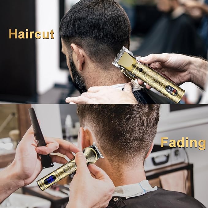 GSKY Hair Clippers for Men Professional, Cordless Clippers for Hair Cutting, Mens Hair Clippers and Trimmer Kit for Barber with LED Display