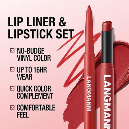 12Pcs Matte Lipstick + Lip Liner Pens Lip Combo Sets, Creamy Matte Lip Makeup Kit Long-Lasting Waterproof, Smudge-Proof Highly Pigmented Formula, Bold & Chic Shades Makeup Set (Bold Reds Collection)