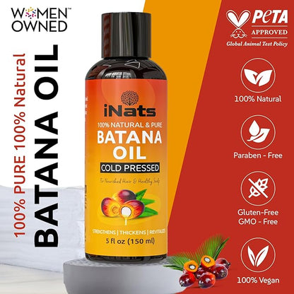 Premium Raw Batana Oil for Hair Growth (5 Fl Oz) - Dr. Sebi 100％ Pure & Batana Hair Growth Oil from Honduras - Organic & Natural - Deeply Nourishing Scalp for Thicker & Stronger Hair for Women & Men