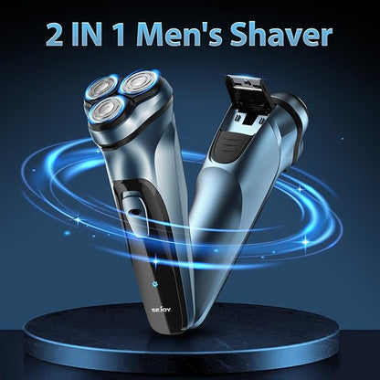 Sejoy Electric Razor for Men, Mens Electric Shavers, Rechargeable Electric Razor Shaving Machines, with Pop-up Trimmer, 1 Hour Fast Charging, 3D Floating Head, LCD Power Indicator