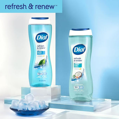 Dial Body Wash, Refresh & Renew Spring Water, 23 Fl Oz (Pack of 3), Hydraclean Complex & Vitamin E, Gentle, Leaves Skin Feeling Nourished, Dermatologist-Tested, No Parabens & Sulfates