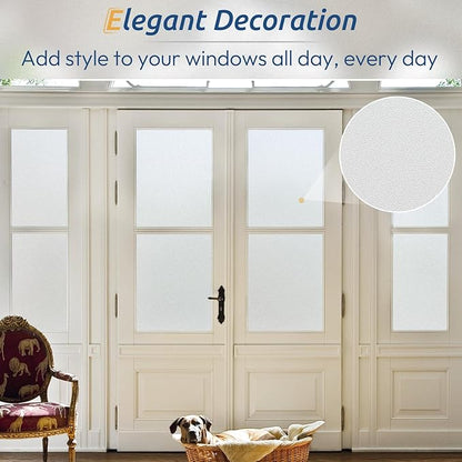 rabbitgoo Window Privacy Film, Frosted Glass Window Clings, Static Cling UV Heat Blocking Door Stickers for Home Bathroom, Removable Indoor Decal Coverings Day and Night, Pure, 23.6 x 78.7 Inches