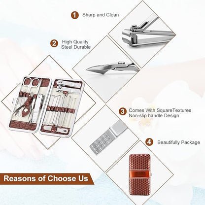 Nail Clippers Set 18 Pieces Stainless Steel Manicure Kit, Professional Grooming Kits, Nail Care Tools with Luxurious Travel Case