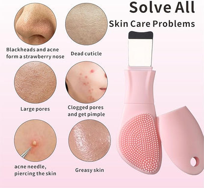 Silicone Face Scrubber Mask Applicator for Nourishing, Pore Deep Cleaning, Blackhead Remover & Exfoliator -No-Slip Long Handle, Gentle Face Massage,Daily Skin Care Tool for Women & Men (Pink)