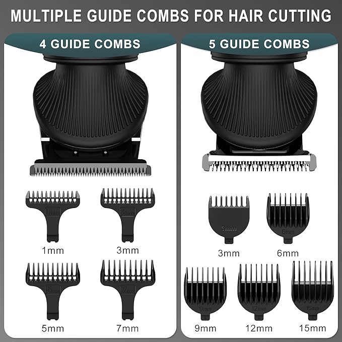 Beard Trimmer for Men Professional Mens Beard Grooming Kit T-Blade Trimmer Electric Shaver Razor Nose Body Trimmer Hair Cutting Kit Cordless 7 in 1 Black