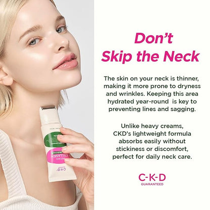 CKD Retino Collagen Gua Sha Neck Cream - Firming Cream for Neck and Jawline Tightening, Lifting, and Wrinkle Reduction with Stainless Steel Roller. Korean Skin Care,1.69 fl oz.