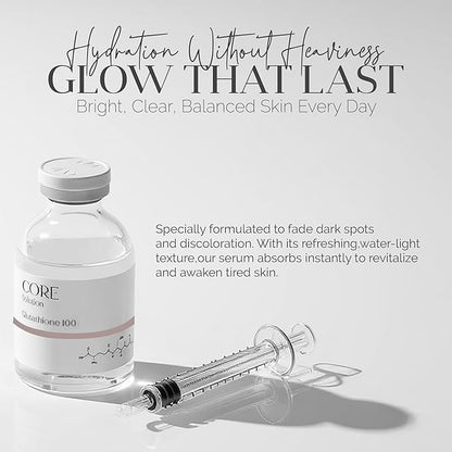Glutathione 100 Ampoule - Fragrance Free Korean Skin Care Serum with Glutathione for Tone Support & Visible Clarity - Lightweight Brightening Serum, Suitable for Regular Skincare Routine