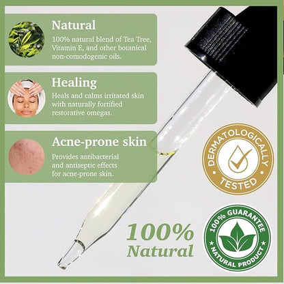 Purifect Tea Tree Oil Facial Serum – Treats & Prevents Blemishes and Acne with Vitamin E – Made in USA | Sensitive Skin Formula with Shea Butter, Sunflower Seed, Jojoba, Redness Relief