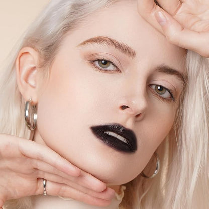 Oulac Black Lipstick for Women, Halloween Matte Lipsticks, Full Coverage Lip Color, Satin Matte Finish, Cream Texture, Hydrating, Infused with Hyaluronic Acid, Vegan & Clean Beauty 4g SG16
