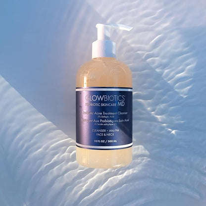 Glowbiotics Probiotic Clarifying Cleanser 10 oz – Gentle Foaming Face & Body Wash with 2% Salicylic Acid & Niacinamide, Clears Pores & Excess Oil