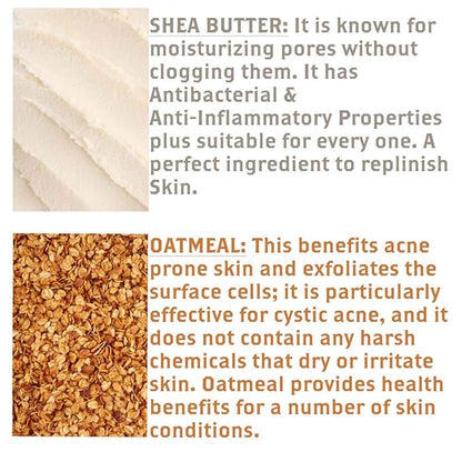 Olivia Care Exfoliating Bar Soap Pack by – 100% Natural & Organic - Infused with Shea Butter & Oats - Deep Clean, Refreshing, Moisturizing & Hydrating - Triple-Milled - X 5 OZ Oatmeal Shea Butter 3 Count (Pack of 3)