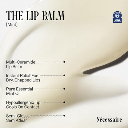 Nécessaire The Lip Balm | Hydrating Lip Balm for Women and Men, Clear, Mint, Multi-Ceramide, Treatment Balm | Instant Relief for Dry, Chapped Lips | Cooling Hypoallergenic Tip | Non-Sticky (0.5 fl oz)