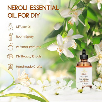 Neroli Essential Oil Organic for Skin Diffuser Room Spray, 100% Pure Bitter Orange Blossom Essential Oil Neroli 4 Oz