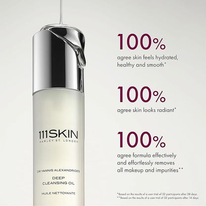 111SKIN Deep Cleansing Oil for Face, Lightweight Hydrating Facial Oil Cleanser for All Skin Types, Makeup Remover with Ceramides, CICA & NAC Y2 Complex Gently Removes Blackhead & Impurities, 3.4 fl oz