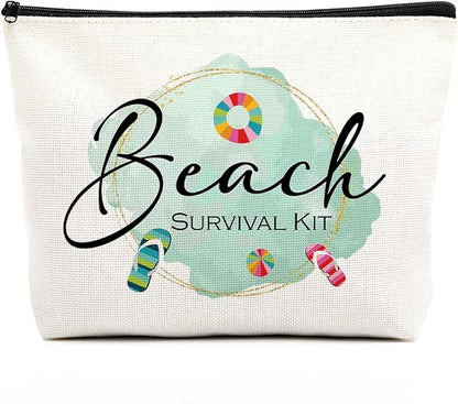 Beach Bag Beach Makeup Bag Beach Bags for Women Funny Beach Decor Funny Beach Gifts Beach Lover Gifts Beach Accessories Supplies Birthday Gifts for Women Girls Friends Bestie Sister Beach Survival Kit